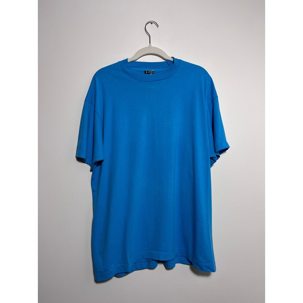 vintage 90s Blank Fruit Of The Loom Blue Tee